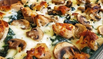 Creamy Chicken Spinach Mushroom Bake