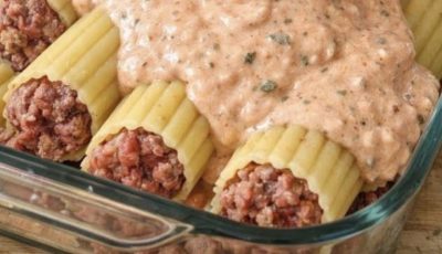 Creamy Baked Beef Manicotti Casserole