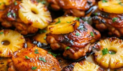 Baked Pineapple BBQ Chicken Thighs